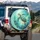 Teal Sea Turtle Golden Coral Swirling Currents Seascape - Wildlife Lover Gift Spare Tire Cover - 3