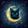 Black Cat Golden Crescent Moon Galaxy - Celestial Decor Gift for Cat Lover Spare Tire Cover - 6