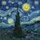 Starry Night Village Crescent Moon Cypress Tree - Cosmic Lover Gift Spare Tire Cover - 6