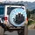Black Cat Group Portrait Yellow Eyes Blue Sky - Cat Lover Outdoor Lifestyle Gift Spare Tire Cover - 3