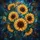 Sunflower Petals Seed Heads Ornate Leaves Stained Glass - Home Decor Gift for Garden Lover Spare Tire Cover - 6