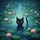 Black Cat Water Lilies Pond Scene - Home Decor Gift for Cat Lovers Spare Tire Cover - 6
