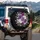 Purple White Dahlia Cascading Yellow Flowers Green Foliage - Home Decor Gift Spare Tire Cover - 3