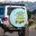Chubby Green Frog Yellow Vintage Car Beep Beep Hearts Clouds - Car Lover Travel Gift Spare Tire Cover - 3