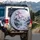 Cherry Blossom Branch Misty Mountain Moon Landscape - Nature Lover Gift Spare Tire Cover - 3