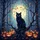 Black Cat Jack-o'-lanterns Spooky Trees Moon - Halloween Cat Lover Gift Spare Tire Cover - 6