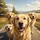 Smiling Golden Retrievers Scenic Countryside Drive - Dog Lover Gift Spare Tire Cover - 6