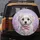 Maltese Puppy Dark Eyes Pink Checkered Bow Tie Flowers - Dog Lover Gift for Pet Owners Spare Tire Cover - 5