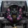 Black Cat Golden Filigree Purple Pink Blossoms Golden Vines Dark Leaves - Cat Lover Gift Spare Tire Cover - 1