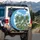 Lush Tropical Palm Trees Cloud-Filled Blue Sky - Serene Outdoor Travel Essential Spare Tire Cover - 3
