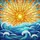 Stained Glass Sun Ocean Waves - Coastal Adventure Gift for Sea Lover Spare Tire Cover - 6