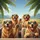 Happy Golden Retrievers Road Trip Sunglasses Palm Trees - Dog Lover Gift Spare Tire Cover - 6