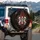 Bone White Skulls Crimson Roses Green Leaves - Gothic Elegance Decor Gift Spare Tire Cover - 3