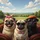 Pug Trio Sunglasses Beret Sunny Landscape - Pet Lover Travel Spare Tire Cover - 6