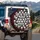 Stark White Skulls Scarlet Red Black Tartan Plaid - Automotive Decor Gift Spare Tire Cover - 3
