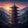 Japanese Five-Tier Pagoda Mountain Forest Golden Sun - Nature Lover Travel Gift Spare Tire Cover - 6