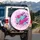 Fuchsia Aqua Purple Pink Lavender Multi-Size Hearts Cluster - Boho Lifestyle Gift Spare Tire Cover - 3