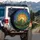 Sun Mountain Peaks Valleys Stained Glass Landscape - Outdoor Lifestyle Gift Spare Tire Cover - 3