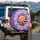 Orange Peach Water Lily Purple Daisy Flowers Green Foliage - Garden Lover Gift Spare Tire Cover - 3
