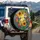 Richly Colored Stained Glass Hummingbirds Sunflowers Bellflowers - Wildlife Lover Gift Spare Tire Cover - 3
