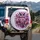 Fuchsia Purple Owl Feather Swirls - Wildlife Lover Home Decor Gift Spare Tire Cover - 3