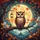 Big-Eyed Brown Owl Golden Moon Fantasy Castle - Nature Lover Home Decor Gift Spare Tire Cover - 6