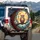 Big-Eyed Brown Owl Golden Moon Fantasy Castle - Nature Lover Home Decor Gift Spare Tire Cover - 3