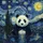 Panda Van Gogh Starry Night Swirling Celestial Sky - Wildlife Lover Gift Spare Tire Cover - 6