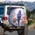 Purple Blue Macaw Parrot Pink Peonies - Wildlife Lover Gift for Bird Lover Spare Tire Cover - 3