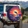 Dolphin Mid-Leap Foamy Ocean Waves Fiery Sunset Sky - Marine Life Lover Gift Spare Tire Cover - 3