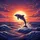 Dolphin Mid-Leap Foamy Ocean Waves Fiery Sunset Sky - Marine Life Lover Gift Spare Tire Cover - 6