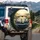 Fluffy White Dogs Driving Travel Vehicle - Road Trip Essentials Dog Lover Gift Spare Tire Cover - 3
