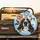 Premium Realistic Black White Dog Diverse Dogs Wide-Angle Sky Clouds - Dog Lover Gift Spare Tire Cover - 2