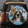 Premium Realistic Black White Dog Diverse Dogs Wide-Angle Sky Clouds - Dog Lover Gift Spare Tire Cover - 5