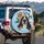 Premium Realistic Black White Dog Diverse Dogs Wide-Angle Sky Clouds - Dog Lover Gift Spare Tire Cover - 3