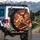 Heroic Warrior Facing Fire Dragon Volcanic Lava Battle Fiery Sky - Fantasy Lover Gift Spare Tire Cover - 3
