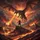 Heroic Warrior Facing Fire Dragon Volcanic Lava Battle Fiery Sky - Fantasy Lover Gift Spare Tire Cover - 6