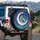 White Wolf Crescent Moon Star Constellations Botanical Branches - Wildlife Lover Gift Spare Tire Cover - 3