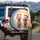 Fluffy White Dogs Red Bow Beret Spectacles - Dog Lover Road Trip Gift Spare Tire Cover - 3