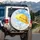 Yellow Umbrella 'Have a Good Day' White Daisies Water Bubbles - Everyday Drive Gift Spare Tire Cover - 3