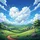 Fluffy Heart Clouds Green Hills Path - Outdoor Adventure Gift for Nature Lover Spare Tire Cover - 6