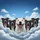 Five Pitbull Staffordshire Panting Dogs Group Portrait Blue Sky Clouds - Dog Lover Gift Spare Tire Cover - 6