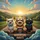 Adventurous Cats Driving Singing Road Trip - Golden Hour Journey Gift Spare Tire Cover - 6