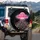 Pink Flying Saucer Hearts Cosmic Sky - Home Decor Gift for Space Lover Spare Tire Cover - 3