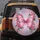 Iridescent Butterfly Golden Filigree Pink Roses White Flowers - Nature Lover Home Decor Gift Spare Tire Cover - 5