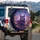 Plush Purple Cat Golden Eyes Floral Field Cosmic Twilight - Cat Lover Gift Spare Tire Cover - 3