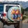 Cobalt Vases Dahlias Roses Rustic Wood - Garden Lover Gift Spare Tire Cover - 3