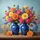 Cobalt Vases Dahlias Roses Rustic Wood - Garden Lover Gift Spare Tire Cover - 6
