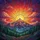 Stained Glass Mountain Sunset Radiant Sun - Nature Lover Gift Spare Tire Cover - 6