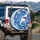 Sharks with Red Mouth Jagged Teeth, Bubbles, Blue Water Ripples - Wildlife Lover Gift Spare Tire Cover - 3